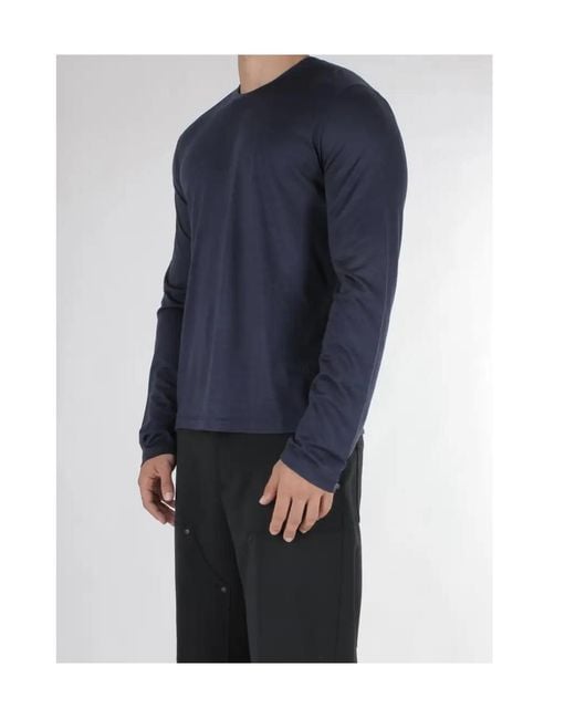 Herno Blue Long-Sleeve Wool T-Shirt for men