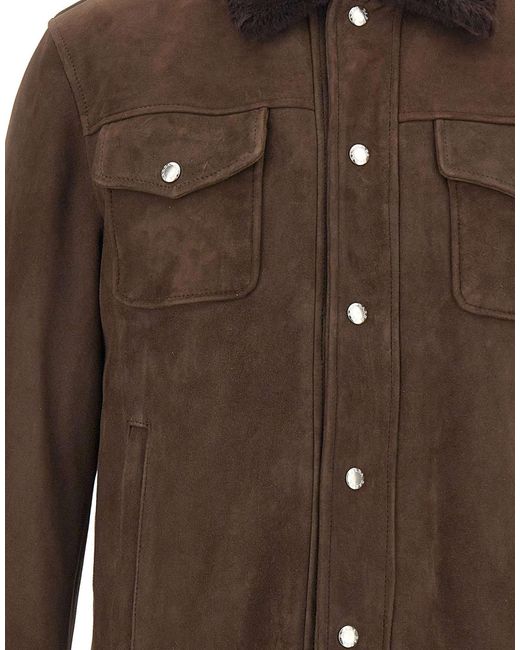 Barba Napoli Brown Long-Sleeve Collared Jacket for men