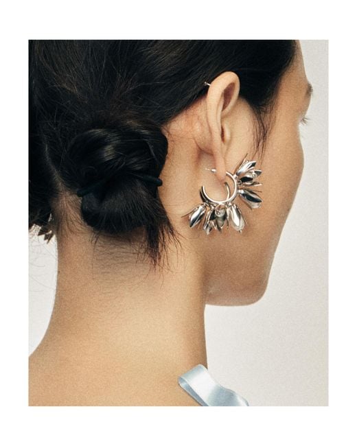 Simone Rocha White Embellished Flower Earrings