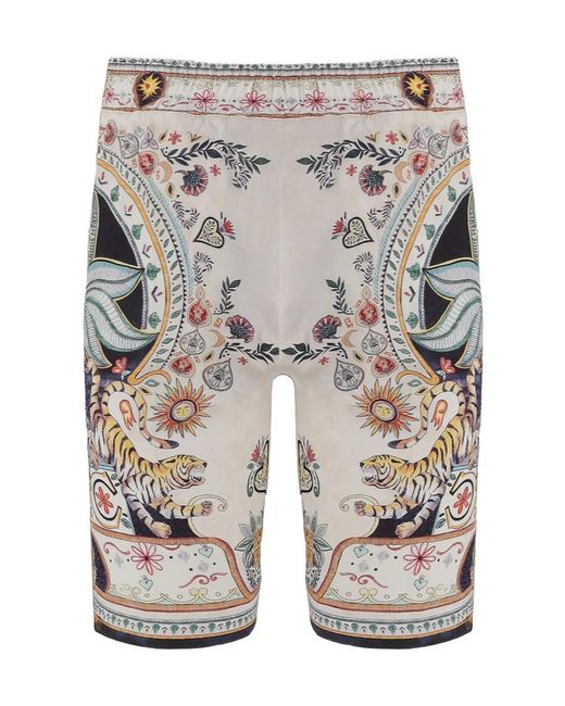 Just Cavalli Gray Printed Drawstring Shorts for men