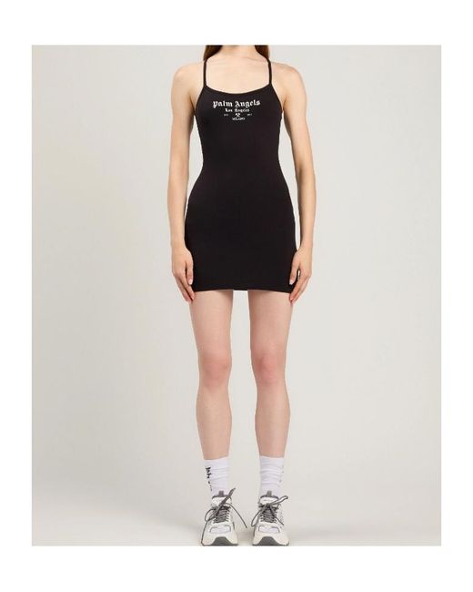 Palm Angels Black Milan La Fitted Mini Dress