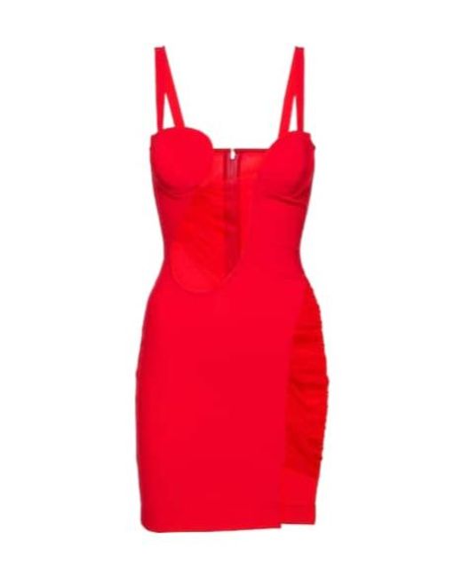 Nensi Dojaka Red Cutout Jersey Minidress