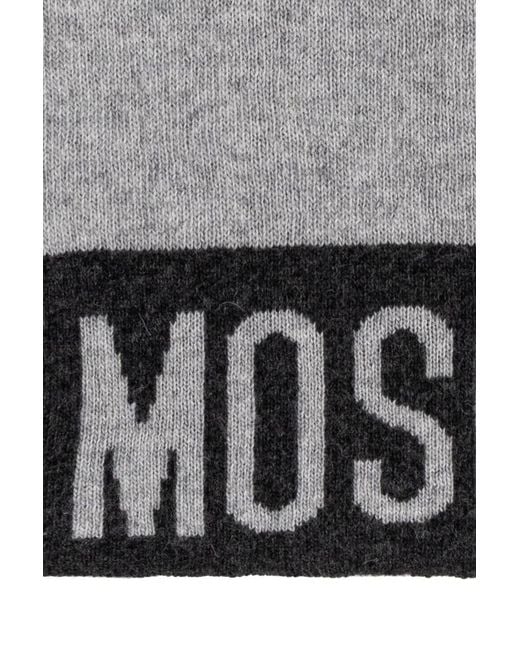 Moschino Gray Logo-Detail Scarf for men