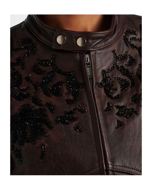 JACQUES WEI Black Beaded Leather Jacket
