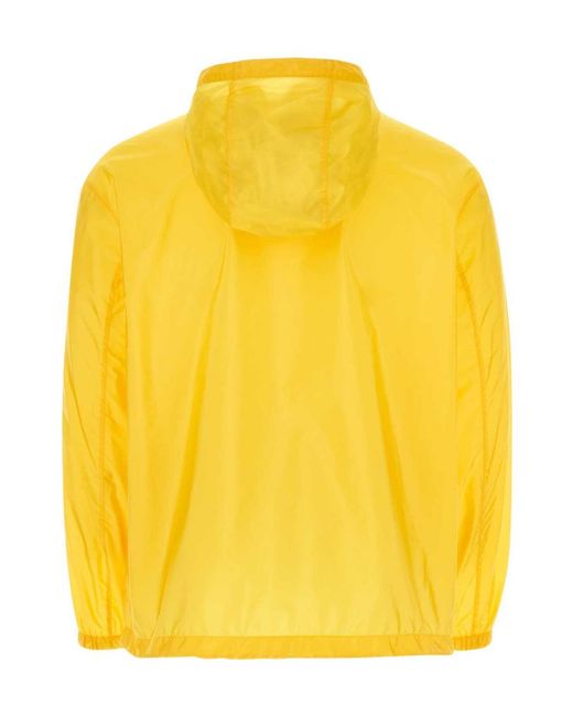 Prada Yellow Hooded Zip-Front Jacket for men