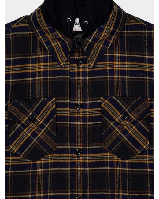 Céline Black Hooded Overshirt for men