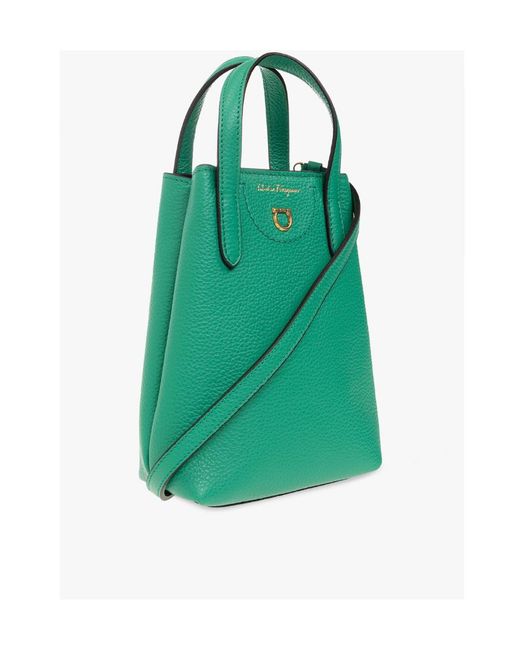 Ferragamo Green Logo Gancini Mini Shoulder Bag
