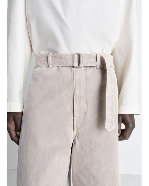Lemaire White Denim Shorts for men