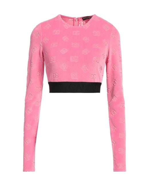 Dolce & Gabbana Pink Color Block Printed T-Shirt