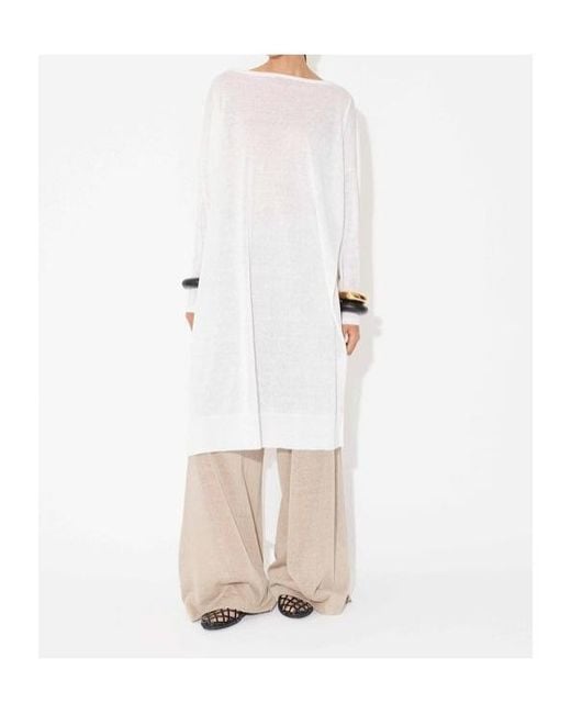 Alaïa White Linen-Silk Kaftan Dress