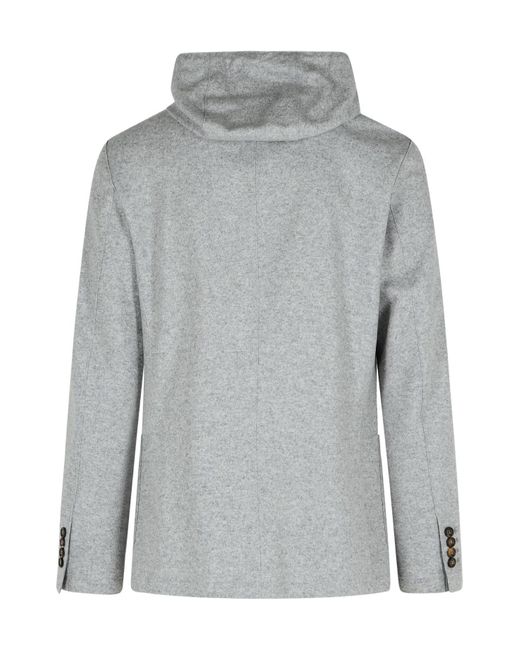 Eleventy Gray Drawstring Hood Jacket for men