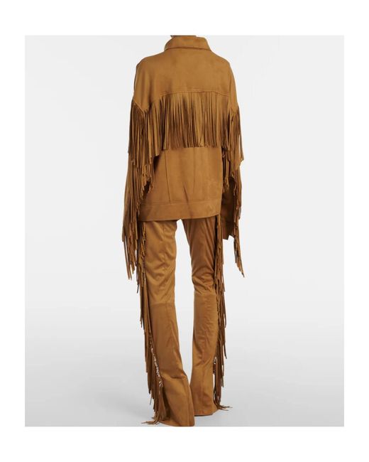 Norma Kamali Brown Fringed Slim Pants