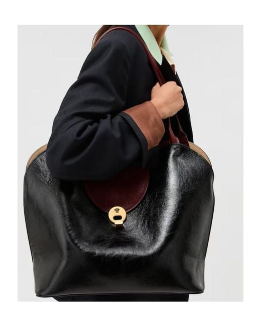 Versace Black Vivian Large Leather Shoulder Bag