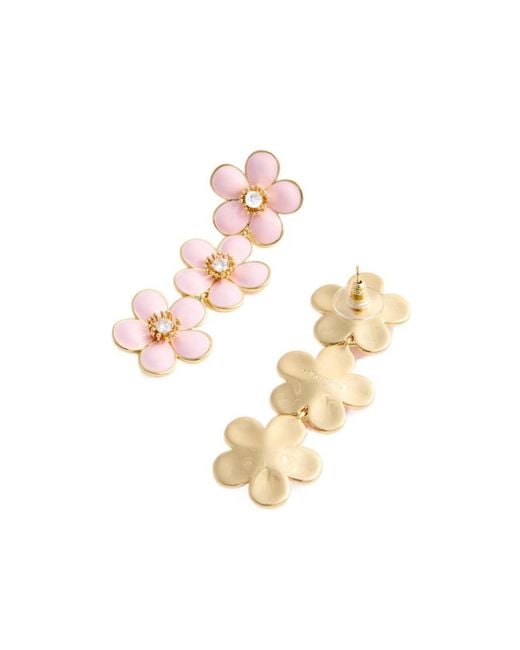 Self-Portrait White Enamel Flower Tiered Earrings