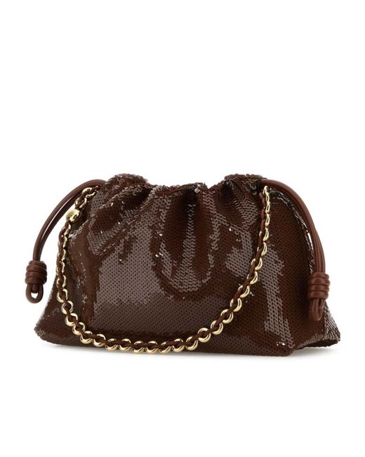 Loewe Brown Flamenco Sequined Leather Clutch