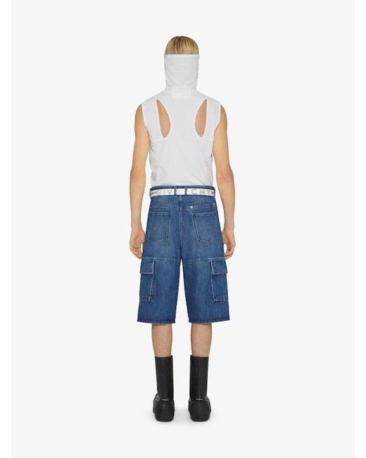 Givenchy Blue Multicutted Denim Cargo Shorts for men