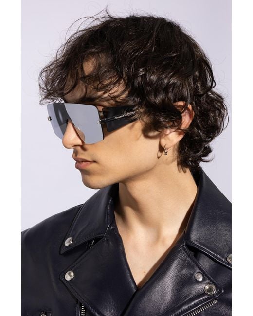 McQueen White Eyewear Futuristic Shield Sunglasses for men