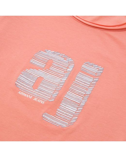 Armani Jeans Pink Logo Details T-Shirt