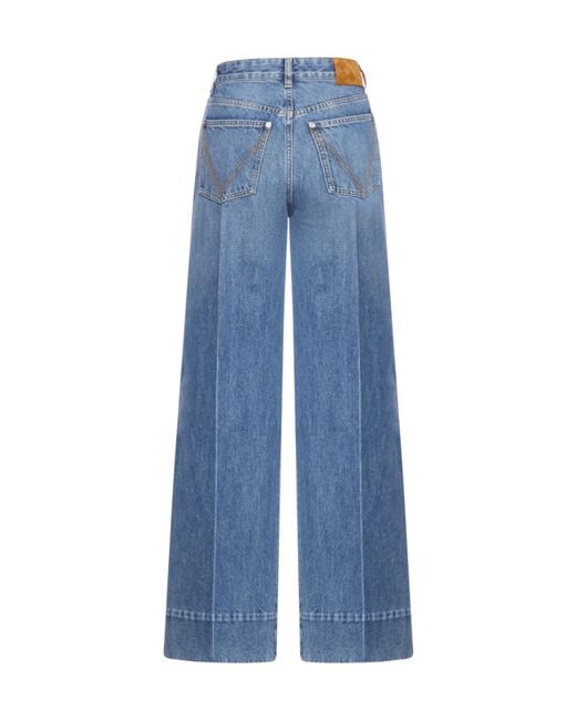 Bottega Veneta Blue Mid-Rise Palazzo Jeans