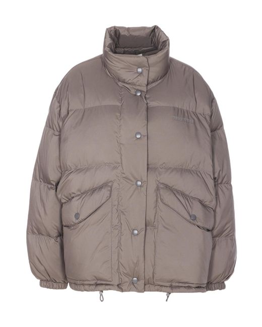 Miu Miu Brown Quilted Button-Up Jacket