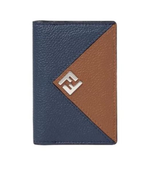 Fendi Blue Lui Compact Bi-Fold Card Holder for men