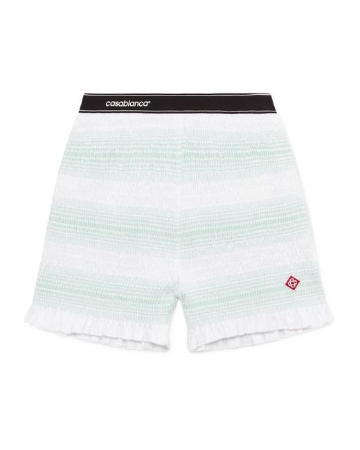 Casablanca White Stripe Shirred Shorts