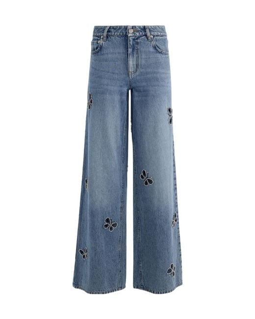 Alice + Olivia Blue Belt-Loop Jeans