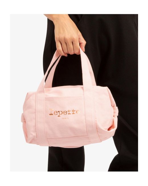 Repetto Pink Cotton Duffle Bag Small