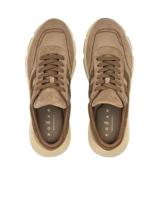 Hogan Brown H-Stripe Low-Top Sneakers for men