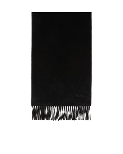 Max Mara Black Baci Fringed Edge Scarf