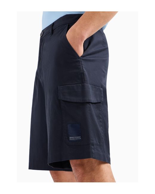 ARMANI EXCHANGE Blue Wide-Leg Shorts for men