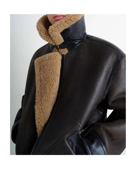 Lemaire Black Shearling-Trim Jacket for men