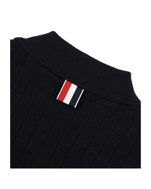 Thom Browne Blue Short-Sleeved Knit Polo Shirt