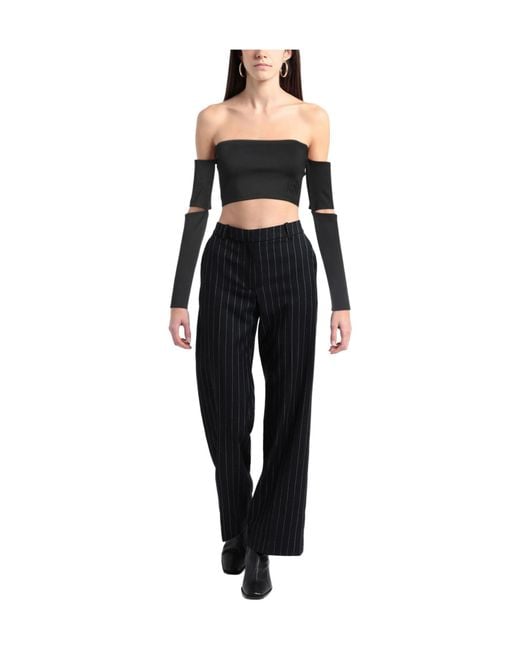 MM6 by Maison Margiela Black Solid-Colored Form-Fitting Cropped Top