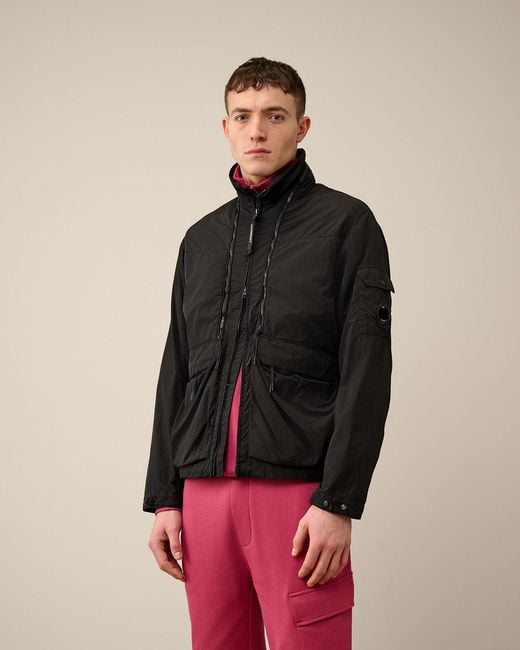 C P Company Black Chrome-R Lens-Detail Hooded Jacket for men
