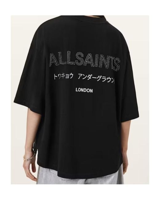 AllSaints Black Organic Cotton Under Amelie T-Shirt