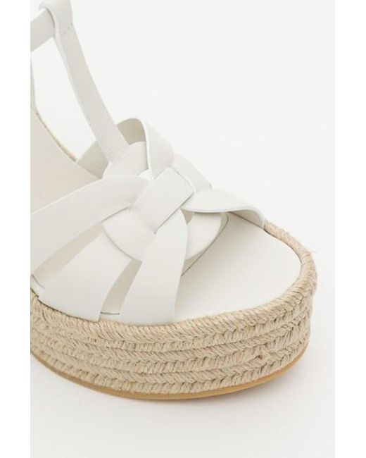 Saint Laurent White Tribute Wedge Sandals