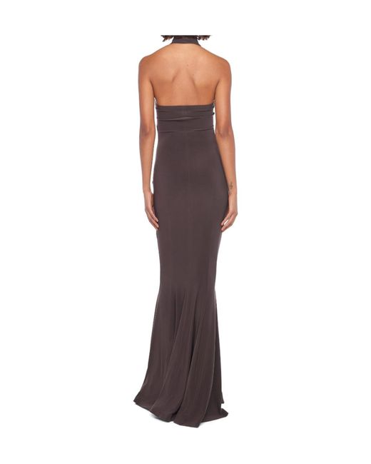 Norma Kamali Brown Fishetail Fitted Long Dress