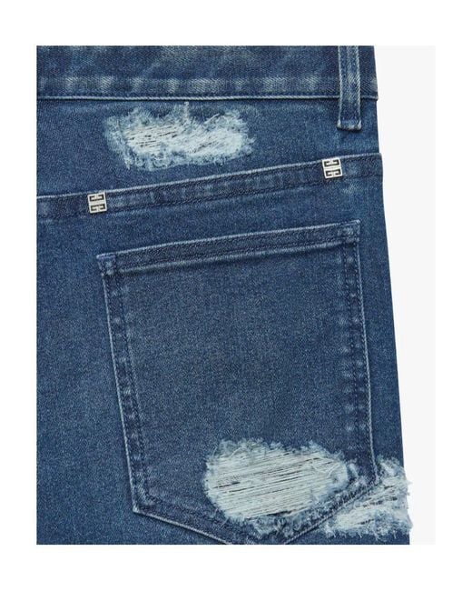 Givenchy Blue Slim Fit Destroyed Jeans for men