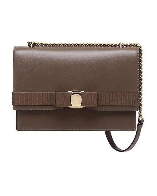Ferragamo Brown Vara Bow Satchel