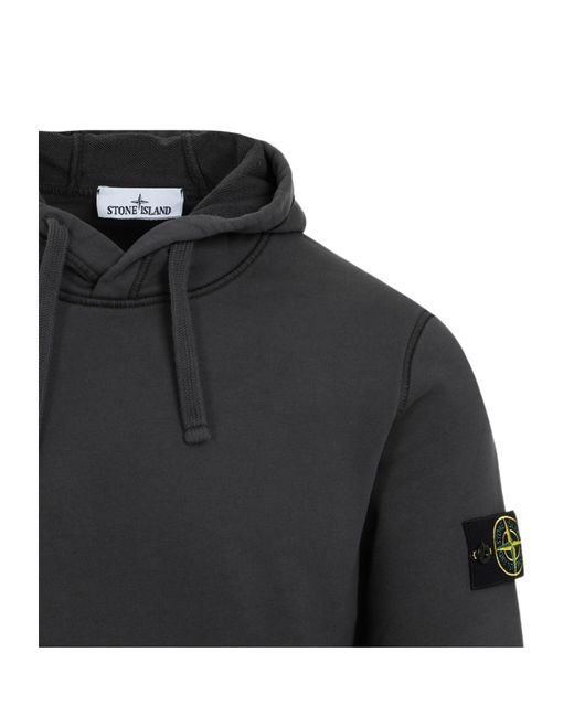 Stone Island Gray Compass Patch Drawstring Hoodie for men