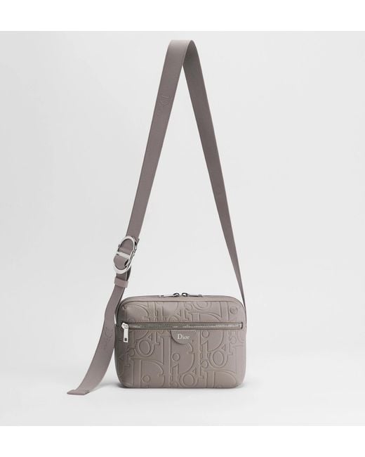 Dior Gray Rider Zipped Messenger Bag for men