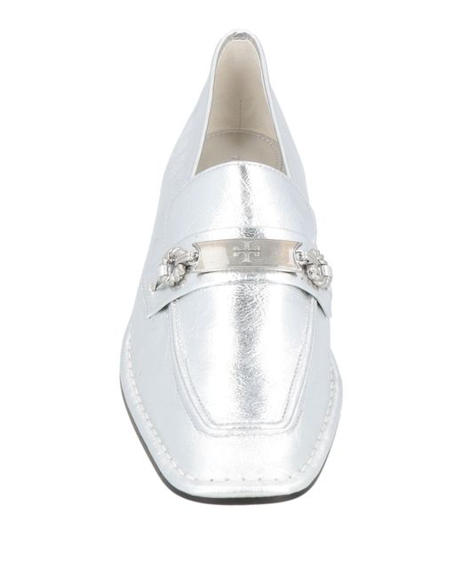 Tory Burch White Leather Loafers