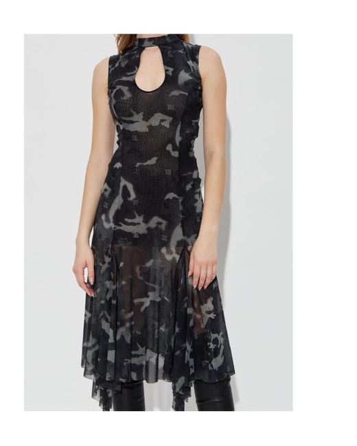 M I S B H V Black Transparent Printed Dress