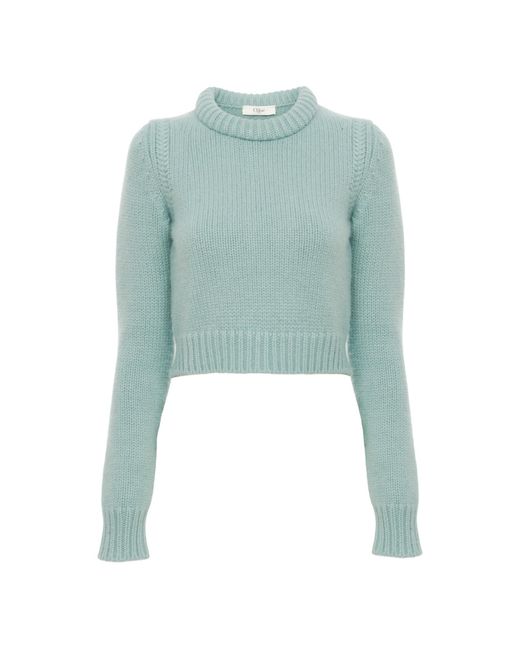 Chloé Blue Long-Sleeved Wool Sweater