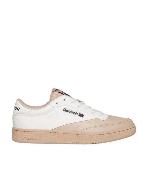 Reebok White Logo-Patch Leather Sneakers for men