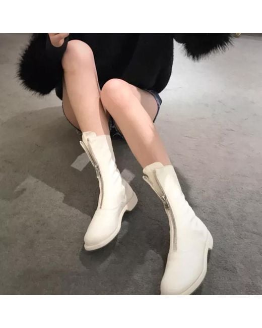 Guidi White 310 Front Zipper Boots