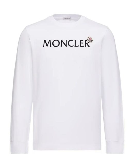 Moncler White Logoed Cotton Sweatshirt for men