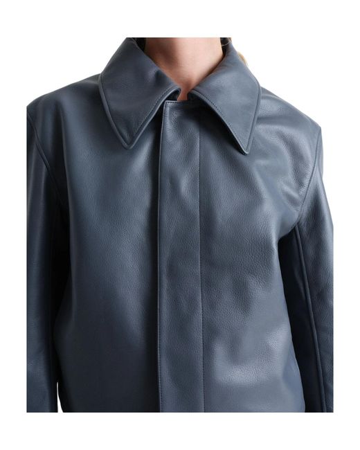 Lemaire Gray Cropped Leather Jacket