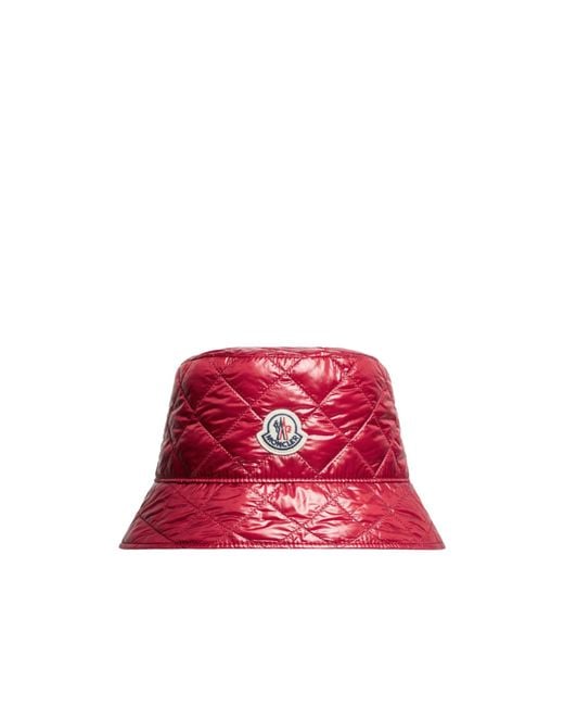 Moncler Red Diamond-Quilted Padded Bucket Hat